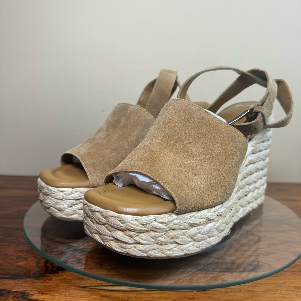 Marc Fisher Nelly Sandals in Medium Natural Suede - Picture 4 of 14